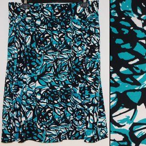 Merona Longer Skort Blue Black abstract pattern, L